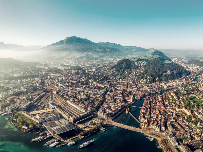 Ansicht der Stadt Luzern aus der Vogelperspektive